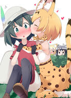 10s 4_females 4girls animal_ears animal_print armwear black_gloves black_legwear blonde_hair blush bow bowtie brown_eyes bucket_hat bush bushes cheek_kiss closed_eyes clothing commentary common_raccoon_(kemono_friends) ears elbow_gloves extra_ears eyes female fennec_(kemono_friends) fox_ears garrison_cap gloves green_eyes green_hair grey_hair hair hat hat_feather headwear heart helmet high-waist_skirt high-waisted_skirt high_resolution highres hug kaban_(kemono_friends) kemono_friends kiss legwear legwear_under_shorts lesbian makuran multicolored_hair multiple_females multiple_girls neckwear o open_mouth pantyhose pantyhose_under_shorts pith_helmet pixiv_65225210 pixiv_899657 print_bow print_bowtie print_gloves print_neckwear print_skirt question_mark raccoon_ears red_shirt safe sankaku_channel serval_(kemono_friends) serval_ears serval_print serval_tail shirt short_hair shorts sitting skirt skyme sleeveless sleeveless_shirt spoken_question_mark tail white_shirt yuri かばんちゃん ここにジャパリタワーを建てよう そしてこのプロフ絵である アライさん サンドスターの補給 サーかば フェネック(けものフレンズ) フェネックやめるのだ ｍ－くん // 1096x1514 // 1.1MB