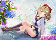 1 1_female 1girl 2d_art bent_knees black_knee_socks black_legwear black_skirt blonde_hair bow brown_eyes brown_footwear brown_hair clothing cobblestone eyes face facial_expression female flower footwear full-length_portrait full_body hair hair_ornament hair_ribbon high_resolution highres hydrangea idolmaster idolmaster_cinderella_girls idolmaster_cinderella_girls_starlight_stage knee_socks kneehighs leaning leaning_back legs legwear long_hair long_sleeves looking_at_viewer miniskirt outdoors outside paint_musume paintmusume pavement photoshop_(medium) pixiv_320757 pixiv_82713650 ponytail questionable rain ribbon safe sankaku_channel school_uniform schoolgirl_uniform serafuku shirt shoes short_hair sitting sitting_on_floor skirt smile socks solo the_idolm@_cinderella_girls the_idolm@ster thighhighs thighs tied_hair transparent transparent_umbrella umbrella uniform wet white_shirt yellow_eyes yorita_yoshino エンドレスサマー～終わりのない夏～ ビニール傘 ペイント娘 // 1786x1276 // 420.8KB