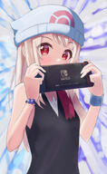 1_female 1girl bangs beanie black_shirt blush breasts clothing cosplay creatures_(company) dawn_(pokemon) dawn_(pokemon)_(cosplay) disguised_zorua eyes fate fatekaleid_liner_prisma_illya fate_(series) fate_kaleid_liner_prisma_illya female game_console game_freak hair hair_between_eyes handheld_game_console hat headwear hikari_(pokémon) hikari_(pokémon)_(cosplay) holding holding_handheld_game_console holding_object illyasviel_von_einzbern lolibooru.moe long_hair looking_at_viewer nintendo nintendo_switch pan_korokorosuke pokemon pokemon_(game) pokemon_dppt pokémon pokémon_diamond_pearl_&_platinum protagonist_(pokemon) questionable red_eyes safe shirt sidelocks sleeveless sleeveless_shirt small_breasts white_hair white_headwear // 634x1028 // 505.2KB