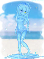 1_female 1girl 6 absurd_resolution absurdres alien_girl barefoot blue_hair blue_sclera blue_skin blurry blurry_background blush bow breasts colored_sclera colored_skin commentary_request completely_nude contrapposto curss curss0529 depth_of_field eyes feet female full-length_portrait full_body green_eyes hair hair_bow head_tilt heterochromia high_resolution highres long_hair monster_girl navel nippleless_bare_chest no_nipples nude o open_mouth original parted_lips purple_eyes safe slime_girl slimegirl small_breasts solo standing standing_position stomach thigh_gap wrist_bow きゅれす 水着スライム💧 // 1875x2500 // 2.4MB