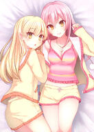 10s 2girls alternate_hairstyle bandai_namco_entertainment bed blonde_hair breasts cleavage clip_studio_paint commentary_request duo face facial_expression female gelbooru hair hair_down idolmaster idolmaster_cinderella_girls jewelry jougasaki_mika jougasaki_rika kamanatsu km59 legwear lightning_bolt lightning_bolt_symbol lolibooru.moe long_hair looking_at_viewer loungewear lying matching_outfit medium_breasts midriff multiple_females multiple_girls nail_polish necklace o on_back open_mouth pink_hair point_of_view safe sankaku_channel short_hair shorts siblings sisters skirt smile the_idolm@_cinderella_girls the_idolm@ster thighs tied_hair twintails yellow_eyes かまなつ りかみか 城ヶ崎姉妹 部屋着 髪型チェンジ // 600x839 // 502.7KB