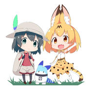 10s absurd_resolution animal_ears animal_print chibi commentary_request hat hat_feather helmet high_resolution incredibly_cute kaban_(kemono_friends) kemono_friends lucky_beast_(kemono_friends) makuran multiple_females pith_helmet pixiv_65998493 pixiv_899657 red_shirt serval_(kemono_friends) serval_ears serval_print serval_tail shirt skyme tail very_high_resolution かばんちゃん さばんなコンビ さばんなトリオ ラッキービースト ｍ－くん // 2363x2481 // 1.5MB