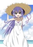 clothing dress female furude_hanyuu hat headwear higurashi_no_naku_koro_ni horns mana_(pixiv_14835) potential_duplicate solo sun_hat sundress // 600x847 // 260.1KB