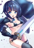 1_female 1girl absurd_resolution alternate_color armor armwear bangs bikini_armor black_cape black_gloves black_hair black_legwear blue_eyes blush breasts cape collar cosplay elbow_gloves elizabeth_bathory_(brave) elizabeth_bathory_(brave)_(cosplay) elizabeth_bathory_(brave)_(fate) elizabeth_bathory_(brave)_(fate)_(cosplay) elizabeth_bathory_(fate) elizabeth_bathory_(fate)_(all) eyes fate fategrand_order faterequiem fate_(series) fate_grand_order fate_requiem female gauntlets gloves hair high_resolution large_breasts large_filesize legwear looking_at_viewer magatama magatama_hair_ornament medium_hair medium_length_hair metal_collar multicolored_hair open_mouth pan_korokorosuke pauldron pauldrons pink_hair revealing_armor safe sankaku sankaku_channel shield shoulder_armor streaked_hair sword thigh-highs thighhighs thighs utsumi_erise very_high_resolution weapon // 2784x3938 // 5.6MB