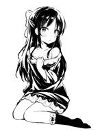 10s 1_female 1girl bare_shoulders blush bra bra_strap dress explicit female footwear greyscale hair_ornament hair_ribbon idolmaster idolmaster_cinderella_girls lace lace-trimmed_legwear lace-trimmed_socks lace_trim legwear lolibooru.moe long_hair looking_at_viewer monochrome point_of_view ribbon safe sankaku_channel shoulders simple_background socks solo tachibana_arisu the_idolm@_cinderella_girls the_idolm@ster underwear white_background yazawa_oke // 501x593 // 101.1KB