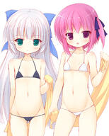 10s 2girls ascii_media_works ass ass_visible_through_thighs asymmetrical_hair bikini clothing cowboy_shot eyes female flat_chest gelbooru green_eyes groin hair hair_ribbon loli long_hair micro_bikini mimi_balguerie minato_tomoka multiple_females multiple_girls navel o one_side_up open_mouth pikilion pink_hair pixiv_239418 pixiv_36254166 ponytail ribbon rou-kyuu-bu! safe short_hair side_ponytail silver_hair simple_background stomach swimsuit swimwear tagme thighs tied_hair towel white_background young yuku_(kiollion) まったく、小学生は最高だぜ!! もっかん ゆく ろ○きゅーぶ！ ミミ・バルゲリー ロウきゅーぶ! ロウきゅーぶ!100users入り 湊智花 // 700x870 // 242.2KB