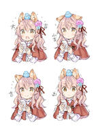 1_female animal animal_ears animal_on_head avian bird bird_on_head bluebird blush bodily_fluids capelet commentary_request ears empty_eyes eyebrows eyebrows_visible_through_hair face facial_expression fang fangs female flower hair hair_between_eyes hair_flower hair_ornament hair_ribbon holding holding_paper long_sleeves multiple_views notice_lines omikuji on_head open_mouth original paper pink_hair red_capelet ribbon safe simple_background sitting sitting_on_head sitting_on_person skin_fang smile sweat sweatdrop translated translation_request trembling v-shaped_eyebrows wataame27 white_background wolf-chan_(wataame27) wolf_ears // 598x798 // 289.5KB