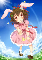 1_female animal_ears arthropod bad_id bad_pixiv_id blush bobby_socks bracelet brown_hair bug bunny_ears butterfly dress ears eyes female female_focus footwear hair hair_ribbon inaba_tewi insect jewelry jewlery kemonomimi mary_janes mobile_wallpaper photoshop_(medium) red_eyes ribbon safe shoes short_hair socks solo touhou usagimimi wataame27 // 707x1000 // 251.0KB