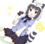 10s 1_female animal_ears animal_tail black_gloves blouse bow common_raccoon_(kemono_friends) ears explicit female gloves grey_hair hair japari_symbol kemono_friends kneeling multicolored_hair raccoon_(kemono_friends) raccoon_ears raccoon_tail safe sankaku_channel short short_hair short_sleeves skirt sleeves solo tail yazawa_oke // 740x724 // 74.5KB