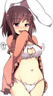 animal_ears bunny_ears cat_keyhole_bra cat_lingerie clothes_lift clothing dress dress_lift ears inaba_tewi lagomorph_humanoid lingerie male mouth_hold touhou // 386x698 // 167.9KB