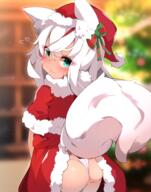 1_female 2d_art animal_ear_fluff animal_ears animal_tail ass blue_eyes blush bow christmas christmas_tree clothes_lift dress dress_lift ears explicit eyes facial_mark fang female flying_sweatdrops fox_ears fox_girl fox_tail from_behind fundoshi fur fur_trim hair_bow hat headwear high_resolution japanese_clothes long_hair looking_back oerba_yun_fang original panties pixiv_492052 pixiv_95013068 questionable red_dress red_headwear ribbon santa_costume santa_hat solo tail tail_lift thighs tree underwear white_hair white_panties white_underwear zamudelin ふんどし娘 後ろに回ろうとすると怒るサンタ狐さん // 1411x1800 // 1.5MB