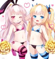 2girls ;o arm_up azur_lane bare_shoulders bikini bikini_bottom bikini_top black_bikini black_bikini_bottom black_hair_ornament black_hairband black_ribbon black_swimsuit blonde_hair blue_bikini blue_bikini_top blue_eyes blue_swimsuit blush brown_hair cheerleader child coconeeeco collarbone commentary_request d danbooru explicit eyes face facial_expression fangs female gelbooru hair hair_ornament hair_ribbon hairband heart hobby_(azur_lane) holding kalk_(azur_lane) koko_ne koko_ne_(user_fpm6842) kokone_(coconeeeco) legs legwear light_brown_hair lolibooru.moe long_hair multicolored_hair multiple_females multiple_girls navel neck no_shoes one_eye_closed open_mouth outstretched_arm parted_lips pink_bikini pink_bikini_top pink_swimsuit pixiv_20898295 pixiv_73409627 pom_poms red_eyes ribbon safe safebooru shoulders side-tie_bikini smile standing_on_one_leg standing_position stomach streaked_hair striped striped_legwear swimsuit swimwear thigh-highs two_side_up user_fpm6842 very_long_hair white_hair young ここね しっきっかんっ♡ カーク(アズールレーン) ホビー(アズールレーン) // 1071x1152 // 1.3MB