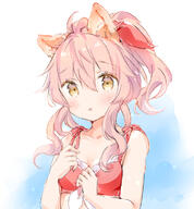 1_female 1girl ahoge animal_ear_fluff animal_ears bare_arms bikini blush bow breasts collarbone commentary_request ears eyebrows eyebrows_visible_through_hair fang female fox_ears frilled_bikini frills hair hair_between_eyes hair_ornament hair_ribbon looking_at_viewer neck o open_mouth original parted_lips pink_hair ponytail red_ribbon ribbon safe sidelocks simple_background sketch solo swimsuit swimwear tied_hair upper_body wataame27 wataame_(ame27) wolf-chan_(wataame27) wolf_ears yellow_eyes // 713x767 // 276.2KB