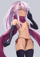 1_female 1girl bangs blush breasts brown_skin chloe_von_einzbern cosplay dark-skinned_female dark_skin eyes face facial_expression fate fategrand_order fatekaleid_liner_prisma_illya fate_(series) fate_grand_order fate_kaleid_liner_prisma_illya female female_focus hair hair_between_eyes high_resolution highres katou_danzou_(fate) katou_danzou_(fate)_(cosplay) loli lolibooru.moe long_hair looking_at_viewer orange_eyes pan_korokorosuke partially_visible_vulva pink_hair questionable sidelocks simple_background small_breasts smile solo vulva // 1157x1637 // 812.9KB