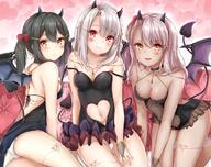 3girls absurd_resolution alternate_costume alternate_hair_color ass bangs bare_shoulders black_choker black_hair blush breasts brown_skin camel_toe cameltoe chloe_von_einzbern choker chum_ちゃむ cleavage clothes_lift clothing_cutout collarbone commentary_request danbooru dark-skinned_female dark_skin demon demon_girl demon_horns demon_tail demon_wings dress explicit eyebrows eyebrows_visible_through_hair eyes face facial_expression fake_cover fang fangs fate fategrand_order fatekaleid_liner_prisma_illya fate_(series) fate_kaleid_liner_prisma_illya female female_only frown gloves gray_hair grey_hair hair hair_bangs hair_between_eyes hair_clip hair_ornament hairclip heart heart_cutout heart_hair_ornament high_resolution horns illyasviel_von_einzbern jewelry konachan leotard lolibooru.moe long_hair looking_at_viewer medium_breasts mikujin_(mikuzin24) mikuzin24 miyu_edelfelt monster multiple_females multiple_girls navel navel_cutout neck necklace no_bra open_mouth panties pink_hair point_of_view prisma_illya questionable red_eyes safe sankaku_channel see-through shoulders silver_hair skin_fang skirt skirt_lift small_breasts smile strap_slip succubus tail tattoo underwear white_hair white_panties white_underwear wings yande.re yellow_eyes 【c98エアコミケ】_b2タペストリー_小悪魔３人組 【仮】c98_タペストリー絵 イリヤスフィール(プリズマ☆イリヤ) タペストリー プリズマ☆イリヤ1000users入り // 3169x2507 // 6.3MB
