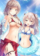 10s 2girls akashio_(loli_ace) angle bangs bikini blue_sky breasts brown_eyes brown_hair cleavage cloud clouds collarbone commentary_request d daughter day dutch_angle explicit eyebrows eyebrows_visible_through_hair eyes eyes_visible_through_hair face facial_expression female flat_chest frilled_bikini frills girls_und_panzer girls_und_panzer_der_film hair hair_between_eyes high_resolution highres inner_tube innertube large_breasts lens_flare light_brown_hair long_hair looking_at_viewer micro_bikini mother mother_and_daughter multiple_females multiple_girls navel neck open_mouth open_smile outdoors outside perspective point_of_view ready_for_the_beach_[girls_und_panzer] safe sankaku_channel shimada_arisu shimada_chiyo siblings sky smile stomach sunlight swimsuit swimwear watatuki water バカンスを楽しむ島田親子 島田千代 朱シオ 母と娘 赤と白 // 1100x1539 // 1.1MB