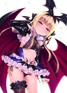 1_female arm_up asymmetrical_legwear bangs bat_wings between_breasts black_bow black_hair_ornament black_hairband black_panties black_skirt black_underwear black_wings blonde_hair blood blood_on_face bloody_hands blue_ribbon blue_skirt blunt_bangs blush bodily_fluids bow bow_panties breasts bridal_gauntlets brown_legwear closed_mouth collar commentary_request corruption covered_erect_nipples covered_nipples demon demon_girl erect_nipples erect_nipples_under_clothes explicit eyebrows eyebrows_visible_through_hair eyes face facial_expression female female_focus female_only fingernails focus_on_female_character frilled_skirt frills from_below garter glint hair hair_bow hair_ornament hairband half-closed_eyes head_tilt high_resolution juliet_sleeves latex legwear long_fingernails long_hair long_sleeves looking_at_viewer microskirt mononobe_alice monster nail_polish navel nijisanji nipples nipples_visible_through_clothing o-ring o-ring_top panties point_of_view puffy_sleeves purple_nails questionable raised_eyebrows red_eyes red_wings ribbon ribbon_panties safe satou_kuuki seductive_smile shiny shiny_clothes shiny_hair shiny_skin side-tie side-tie_panties sidelocks simple_background single_thigh-high skirt slit_pupils small_breasts smile solo solo_female standing_position stomach straight_hair succubus thigh-highs thighhighs underwear viewed_from_below virtual_youtuber white_background wing_collar wings // 1000x1399 // 190.3KB