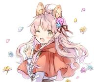 1_female 1girl ;d ahoge animal_ear_fluff animal_ears bangs blue_flower blue_rose blush brown_eyes capelet center_frills clothing commentary_request danbooru ears eyebrows eyebrows_visible_through_hair eyes face facial_expression fang fangs female flower frills hair hair_flower hair_ornament hand_up hood hood_down hooded_capelet long_hair long_sleeves looking_at_viewer looking_to_the_side one_eye_closed open_mouth original petals pink_flower pink_hair pink_rose point_of_view red_capelet rose safe shirt simple_background sleeves_past_wrists smile solo upper_body wataame27 white_background white_shirt wolf-chan_(wataame27) wolf_ears yellow_flower // 643x560 // 63.5KB