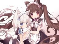 2girls 3 animal_ear_fluff animal_ears animal_tail apron back_bow bangs bell bell_choker black_bow black_skirt blue_bow blue_eyes blunt_bangs blush bow brown_hair cat_ears cat_smile cat_tail catgirl catperson chocola chocola_(sayori) choker closed_mouth commentary_request double_breasted dress ears explicit eyes feline_characteristics female frilled_apron frilled_sleeves frills fujii-shino fujii_shino hair headdress headwear high-waist_skirt high_resolution holding_hand jewelry jingle_bell kemonomimi loli long_hair looking_at_viewer low_twintails maid maid_attire maid_dress maid_headdress multiple_females multiple_girls necklace nekomimi nekopara o open_mouth partial_commentary pink_bow pink_eyes point_of_view puffy_short_sleeves puffy_sleeves red_eyes safe short short_sleeves siblings sisters skirt sleeves tail tied_hair twintails vanilla vanilla_(sayori) very_long_hair waist_apron waitress white_apron white_hair wrist_cuffs wristwear ショコラ&バニラ 藤依しの // 2224x1668 // 2.5MB