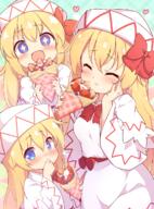+_+ 1_female 2d_art 3girls ^_^ baku-p blonde_hair blue_eyes blush bow capelet closed_eyes commentary_request commission crepe d dennbee dress eating eyes face facial_expression fairy_wings female food fruit green_background hair hair_bow hair_ornament hat headwear heart high_resolution holding holding_food holding_object lily_white lolibooru.moe long_hair looking_at_viewer multiple_females multiple_girls multiple_persona multiple_views open_mouth partial_commentary pixiv_82627451 red_bow safe sankaku_channel sash simple_background smile sparkling_eyes strawberry symbol-shaped_pupils touhou white_capelet white_dress white_headwear wings くれーぷ なにこれかわいい ばくp@秋例そ08ab クリーム クレープ 少女食事中 // 899x1216 // 928.5KB