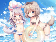 1 2d_art 2girls animal_ears animal_tail arms_raised_up arms_up ball beach beachball bell bikini blue_bikini blue_eyes blue_swimsuit blush bow braid breasts brown_bikini brown_hair choker cleavage cloud day dog_ears dog_girl dog_tail ears eyes female frilled_bikini frills garter hair hair_bow hair_ornament hairclip heterochromia high_resolution highres holding inner_tube innertube jewelry jingle_bell landform leaning leaning_forward loli lolibooru.moe long_hair momozu_komamochi multiple_females multiple_girls navel necklace ocean original outdoors outside pattern pixiv_93043309 plaid plaid_bikini questionable ribbon safe short_hair skebイラストなどまとめ sky small_breasts swimsuit swimwear tagme tail thigh_strap two-tone_bikini wading wet white_bikini white_swimsuit 桃豆こまもち@お仕事募集中 // 2100x1583 // 2.7MB