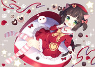 1_female animal_ears animal_tail azur_lane bow brown_hair candy cat_ears cat_tail chocolate chocolate_heart danbooru dessert dress ears eyes face facial_expression fang fangs female finger_to_mouth food garrison_cap gelbooru green_eyes hair hair_bow hat headwear heart kneehighs knees_together_feet_apart lolibooru.moe lying mutsuki_(azur_lane) on_back open_mouth red_dress red_headwear ribbon safe sailor_collar sailor_dress short_dress short_hair short_twintails smile solo striped striped_legwear tail tied_hair tsukimi_(xiaohuasan) twintails // 1500x1061 // 1.1MB