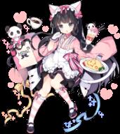 1_female 1girl 3 abaddon_(ark_order) animal_ears apron ark_order bangs bell black_footwear black_hair black_skirt blunt_bangs blush bow bow_choker broccoli cat_ears choker coffee ears eyes fake_animal_ears female food footwear full-length_portrait full_body gloves hair hair_bow hairband headdress headwear holding holding_plate japanese_clothes jewelry jingle_bell kimono kneehighs legwear long_hair long_sleeves looking_at_viewer maid_attire maid_headdress menu neck_bell necklace o official_art omurice open_mouth panda parfait paw_pose pink_bow pink_choker pink_kimono pink_legwear pink_ribbon plate purple_eyes ribbon safe shoes sidelocks skirt solo striped striped_legwear suspender_skirt suspenders tachi-e tomato transparent_background tsukimi_(xiaohuasan) very_long_hair wa_maid white_apron white_gloves white_hairband white_legwear wide_sleeves // 736x824 // 293.8KB