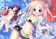 10s 2_girls 2girls absurd_resolution absurdres angle bare_shoulders bikini bikini_skirt blonde_hair blue_eyes blue_sky blush bow breasts camel_toe cleavage clothing cloud cloud_(clouds) collarbone d day double_bun dutch_angle explicit eyes face facial_expression fang fangs female frilled_bikini frills girl green_bikini hair hair_bow hana_n._fontainestand hana_n_fountainstand hanayamata hannah_n._fountainstand happy high_resolution highres hisuitei huge_filesize in_water izumi_tsubasu japanese_clothes jewelry layered_skirt light_erotic long_hair looking_at_viewer madhouse medium_breasts midriff multiple_females multiple_girls naruko_(instrument) navel neck necklace ocean open_mouth open_shirt oriental_umbrella outdoors outside parasol pearl_necklace perspective petals point_of_view purple_hair questionable red_eyes safe sasame_yaya scan shirt shoulders skirt sky small_breasts smile standing_position stomach swimsuit swimwear umbrella wading water wet white_bikini white_skirt white_swimsuit yande.re yukata // 4207x2898 // 11.8MB