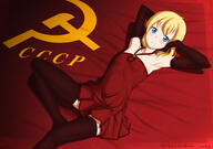 10s 1_female 2013 4414 anthropomorphism armpit_(armpits) armpits armwear blonde_hair blue_eyes breasts communism dress elbow_gloves eyes female flag flat_chest girl gloves hair halterneck hammer_and_sickle high_resolution highres kama_iruka legs legwear long_legs lying most_body original pixiv_34862788 pixiv_9870 politics red_background red_dress red_gloves red_legwear russian_text safe short_hair simple_background single small_breasts solo soviet soviet_flag text thigh-highs thighhighs thighs union_of_soviet_socialist_republics ussr zettai_ryouiki かまいるか 赤 // 1800x1267 // 1.1MB