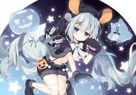 1_female 1girl animal_ears animal_hands animal_hood animal_tail azur_lane black_capelet black_footwear black_gloves black_shorts blue_eyes candy capelet clothing dessert ears eyes fake_animal_ears female food footwear ghost gloves hair_ornament hairclip halloween high_resolution hood jack-o'-lantern kneeling lantern lolibooru.moe lollipop long_hair looking_at_viewer mikazuki_(azur_lane) navel open_mouth paw_gloves paw_pose paw_shoes paws ribbon safe shoes short_shorts shorts silver_hair squirrel_ears squirrel_girl squirrel_tail suspender_shorts suspenders tail tied_hair tsukimi_(xiaohuasan) twintails very_long_hair white_hair // 1834x1287 // 290.4KB