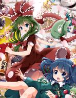 6+_females 6+girls aki_minoriko blue_eyes blue_hair blush bodily_fluids bow crying crying_with_eyes_open dress female front_ponytail green_hair hair_bobbles hair_bow hair_ornament hair_tie high_resolution highres hina_ningyou kagiyama_hina kawashiro_nitori kochiya_sanae mature moriya_suwako multiple_females multiple_girls ponytail red_dress ruu_(tksymkw) safe short_hair tears tied_hair touhou two_side_up yasaka_kanako // 1200x1560 // 1.7MB