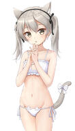 1girl animal_ears bangs bare_arms bare_shoulders black_bow black_hairband bow bra brown_eyes cat_cutout cat_ear_panties cat_ears cat_girl cat_lingerie cat_tail cleavage_cutout clothing_cutout collarbone commentary_request eyebrows_visible_through_hair flipper flipper7 girls_und_panzer grey_hair groin hair_between_eyes hair_bow hairband hands_together hands_up highres interlocked_fingers lingerie loli meme_attire navel nekomimi o own_hands_together panties pantsu parted_lips questionable safe shimada_arisu shimada_arisu_girls_und_panzer_drawn_by_flipper2 side-tie_panties simple_background solo string_panties tail tail_bow tail_ornament twintails underwear underwear_only white_background white_bow white_bra white_panties ねこランジェリー ガルパン ガルパン500users入り ガールズ&パンツ ガールズ&パンツァー ローライズ 島田愛里寿 島田愛里寿にゃん_ツインテ猫ランジェリーver 鼠蹊部 // 1200x2104 // 229.0KB