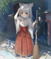 1girl 2d_art animal_ear_fluff animal_ears arm_up bangs blush breasts broom brown_eyes chihaya_(clothing) child clothing commentary commentary_request commission dappled_sunlight day eyebrows_visible_through_hair female female_child flip-flops foliage footwear fox_ears fox_girl fox_statue full_body grass grey_hair hakama hakama_skirt hand_on_own_forehead hand_up high_resolution highres holding holding_broom holding_object japanese_clothes kimono kitsunemimi lantern legwear lolibooru long_hair long_skirt looking_at_viewer miko o one_arm_up open_mouth original outdoors parted_lips pavement pixiv_942719 pixiv_97192219 pixiv_request pleated_skirt pond psyche3313 psyche47 puddle red_hakama red_ribbon red_skirt ribbon ribbon-trimmed_sleeves ribbon_trim s safe sandals sankaku see-through_kimono shadow short_sleeves sidelocks silver_hair skirt socks solo standing statue sunlight tabi tree tree_shade very_long_hair wafuku water wet wet_clothes wet_kimono white_kimono white_legwear white_socks wide_sleeves wiping_sweat wooden_lantern zouri プシュケー 巫女服 狐の嫁入り 狐娘 獣耳 // 1500x1716 // 1.2MB
