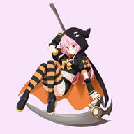 11_aspect_ratio 1girl absurdres alternate_costume alternative_costume black_cloak black_legwear black_shirt bow bowtie cloak clothing death_(entity) detached_sleeves felutiahime female fishnets full_body grim_reaper halloween high_resolution highres holding holding_scythe hololive hololive_english legwear lolibooru long_hair mori_calliope mori_calliope_ch. orange_cloak pink_background pink_hair puffy_short_sleeves puffy_sleeves q red_eyes safe sankaku scythe shirt short_sleeves simple_background solo striped striped_legwear two-sided_cloak two-sided_fabric two-tone_legwear very_high_resolution virtual_youtuber yellow_bow yellow_bowtie yellow_legwear yellow_neckwear younger // 3500x3500 // 2.2MB