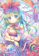 1_female 1girl ball bare_shoulders blue_eyes blush bow breasts bubble_(bubbles) cage cleavage dress female fringe girl green_hair hair_bow hair_ribbon kagiyama_hina key long_hair looking_at_viewer medium_breasts petals pjrmhm_coa questionable red_dress ribbon ribbon_(ribbons) single skirt skirt_set smile solo tall_image touhou // 707x1000 // 177.4KB