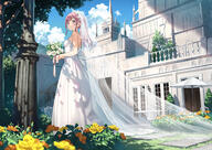 1girl 2d_art 5th-year bangs bare_shoulders blue_sky blush bouquet breasts bridal_veil brown_eyes brown_hair building cathedral church clothing cloud danbooru day dress duplicate female flower gelbooru headdress headwear high_resolution highres holding holding_bouquet holding_object kantoku kurumi_(kantoku) long_hair looking_at_viewer looking_to_the_side medium_breasts mountain o open_mouth original outdoors pink_eyes pink_hair pixel-perfect_duplicate pixiv pixiv_1565632 pixiv_98410073 rose s safe sankaku see_through_clothes sensitive sidelocks sky solo standing swept_bangs tied_hair tree twintails umbrella veil wedding wedding_dress white_dress white_flower white_rose window くるみ ウエディングドレス オリジナル1000users入り オリジナル5000users入り オリジナル7500users入り オリジナルキャラクター カントク 花嫁 // 2300x1624 // 1.1MB