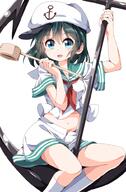 1_female anchor bare_belly black_hair blue_eyes d dress female flat_cap girl hat hishaku knee_highs ladle legwear looking_at_viewer mature midriff murasa_minamitsu navel neckerchief open_mouth pov ruu_(tksymkw) safe sailor_dress sailor_hat sailor_suit short_hair shorts simple_background single sitting smile socks solo stomach tall_image touhou white_background white_legwear white_socks // 657x1000 // 347.8KB