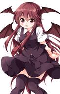 1_female anime-pictures.net bat_wings black_legwear black_skirt black_thighhighs blush brown_hair d demon demon_girl demon_wings dress_shirt female fringe girl hair_between_eyes hands_behind_back head_wings holding_arm koakuma legwear long_hair looking_at_viewer mature necktie open_mouth payot pov red_eyes red_hair ruu_(tksymkw) safe shirt simple_background single skirt skirt_set smile solo standing tall_image thighhighs touhou vest white_background white_shirt wind wings // 600x937 // 418.4KB