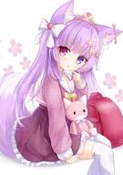 1girl absurdres animal_ear_fluff animal_ears backpack bad_id bad_twitter_id bag bow commission fox_ears fox_girl fox_tail frilled_skirt frills hair_bow highres indie_virtual_youtuber kata_rosu long_hair pink_eyes purple_eyes purple_hair randoseru safe school_uniform sitting skeb_commission skirt sleepy_sakura solo stuffed_animal stuffed_fox stuffed_toy sweater tail thighhighs tiara virtual_youtuber white_legwear white_thighhighs zettai_ryouiki // 2844x4043 // 825.6KB