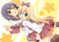 2_girls 2girls >) >d black_hair blonde_hair blue_eyes blush bow brown_eyes d doga_kobo dress female funami_yui girl hair_bow leg_between_thighs long_hair looking_at_viewer masaki_(machisora) mature miniskirt multiple_females multiple_girls nanamori_school_uniform open_mouth pixiv_1311751 pixiv_30028725 pov safe sailor_dress school_uniform schoolgirl_uniform serafuku short_hair skirt smile toshinou_kyouko uniform v-shaped_eyebrows yuru_yuri // 1428x1022 // 966.8KB