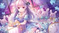 clouds dress elbow_gloves gloves konachan.com loli long_hair original pink_eyes pink_hair pjrmhm_coa ribbons sky waifu2x // 1600x901 // 1.7MB