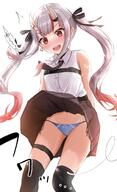 1girl ambiguous_background ayame_ch. bangs bare_shoulders black_legwear blue_panties blue_underwear blush clothes_pull clothing collared_shirt ex_idol female female_only garter gradient_hair high_resolution hololive horns japanese_language japanese_text legwear multicolored_hair nakiri_ayame note_translated oni oni_horns pantsu q questionable red_eyes sankaku shirt skirt skirt_lift skirt_pull solo string_panties text thigh_strap thighhighs thighs tied_hair translated twintails underwear virtual_youtuber wardrobe_malfunction white_hair white_shirt yande.re // 1212x1985 // 233.8KB