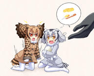 10s 3girls anni_minto bacon black_gloves bodily_fluids brown_hair coat commentary commentary_request crying crying_with_eyes_open egg eurasian_eagle_owl_(kemono_friends) female flying_sweatdrops food gloves gradient_hair head_wings kaban_(kemono_friends) kemono_friends kneeling kneelings mature multicolored_hair multiple_females multiple_girls northern_white-faced_owl_(kemono_friends) object_hug omelet out_of_frame pantyhose red_eyes safe silver_hair simple_background sitting spoken_object sunny_side_up_egg tamagoyaki tears wariza white_background white_legwear wings winter_clothes winter_coat yellow_eyes // 1020x826 // 497.7KB