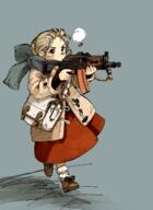 1_female 1girl akai_sashimi aks-74u assault_rifle bag blonde blonde_hair brown_eyes coat commentary_request female firearm girl grey_background gun hair_bun hair_bun_(hair_buns) high_resolution highres holding kalashnikov_rifle krinkov original pixiv_48699759 redslisedrawfish rifle running safe scarf serious shoulder_bag simple_background single skirt solo tall_image tied_hair weapon てけてけ 赤井さしみ // 1165x1600 // 1.1MB