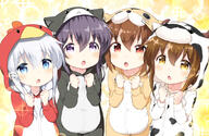 4_females 4girls akatsuki_(kancolle) akatsuki_(kantai_collection) alternate_costume alternate_hairstyle animal_costume animal_hood animal_print atfbooru.ninja bad_revision bell_(oppore_coppore) bird_costume bird_hood blue_eyes brown_eyes brown_hair cat_costume cat_hood commentary commentary_request costume cow_costume cow_hood cow_print fang fangs female gelbooru gochuumon_wa_usagi_desu_ka? has_bad_revision hibiki_(kancolle) hibiki_(kantai_collection) hood hooded hoodie ikazuchi_(kancolle) ikazuchi_(kantai_collection) inazuma_(kancolle) inazuma_(kantai_collection) kantai_collection loli long_hair long_sleeves md5_mismatch multiple_females multiple_girls nightwear onesie open_mouth pajamas parody pom_pom_(clothes) purple_eyes purple_hair questionable resolution_mismatch safe silver_hair source_smaller sparkle_background tiger_costume tiger_hood tiger_print violet_eyes young // 1093x714 // 732.6KB