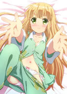 10s 1_female 1girl azuki_azusa bed blonde_hair bodily_fluids bow bow_panties carry_me commentary_request female glomp green_eyes hentai_ouji_to_warawanai_neko. high_resolution highres hug incoming_hug long_hair lou_(artist) lying miyajima_hitoshi navel nightwear outstretched_arms pajamas panties pink_panties print_pajamas questionable side-tie side-tie_panties smile solo stomach tears underwear // 1000x1401 // 868.0KB