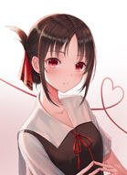 1girl bad_id bad_pixiv_id bangs black_dress black_hair blush breasts clavicle collarbone commentary_request dress eyebrows eyebrows_visible_through_hair fanart fanart_from_pixiv female fingers_together folded_ponytail general hair_ornament hair_ribbon half_ponytail heart high_resolution highres kaguya kaguya-sama_wa_kokurasetai kaguya-sama_wa_kokurasetai_~tensai-tachi_no_renai_zunousen~ long_hair long_neck looking_at_viewer parted_bangs photoshop_(medium) pixiv pixiv_id_8321385 ponytail red_eyes red_ribbon red_thread revision ribbon s safe sankaku sankaku_channel school_uniform sensitive seungju_lee shinomiya shinomiya_kaguya shirt short_hair short_sleeves shotz shuuchiin_academy_school_uniform shuuchiin_academy_uniform sidelocks small_breasts smile solo string summer_uniform tied_hair uniform white_shirt // 999x1380 // 631.1KB