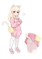 1girl absurdres animal_ear_fluff animal_ears ass bag bandaid bandaid_on_leg bangs blonde_hair borrowed_character brown_eyes cat_ears cat_girl cat_paw cat_tail closed_mouth clothes_pull clothing contentious_content crime_prevention_buzzer dot_nose dress explicit female female_focus female_only full_body handbag high_resolution highres hood hooded_dress hoodie hoodie_lift jinfengkaze legwear lifted_by_self lifted_by_tail loli lolibooru long_hair long_hoodie long_sleeves looking_at_viewer medium_hair multiple_views nekomimi no_pants original pale_skin panchira panchira_(standing) panties panties_under_pantyhose pantsu pantyhose parfait_(hawawa) paw_print pink_dress pink_hoodie purse safe sensitive simple_background skirt skirt_lift skirt_pull solo standing tail tail_lift tail_raised underwear very_high_resolution white_background white_legwear white_panties white_pantsu white_pantyhose white_underwear yellow_bag // 2894x4093 // 741.4KB