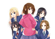 5_females 5girls akiyama_mio alternate_costume arms_up black_hair blazer blazer_jacket blonde_hair blue_eyes blue_jacket blue_skirt brown_eyes brown_hair commentary dress_shirt eyebrows female from_behind green_neckwear grin hair_between_eyes hair_clip hair_ornament hairband hairclip hands_on_hips hips hirasawa_yui hood hood_down hoodie jacket k-on! komugiko kotobuki_tsumugi long_hair long_sleeves looking_at_viewer looking_back multiple_females multiple_girls nakano_azusa neck_ribbon pink_hoodie pleated_skirt pov red_neckwear ribbon safe sakuragaoka_high_school_uniform school_uniform shirt short_hair skirt smile standing tainaka_ritsu thick_eyebrows uniform white_shirt // 1280x905 // 269.6KB