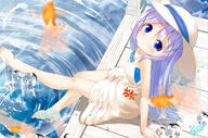 1_female 1girl animal bad_id bad_pixiv_id bangs bare_arms bare_legs bare_shoulders barefoot blue_eyes blurry blurry_foreground blush breasts chinomaron closed_mouth collarbone commentary_request day depth_of_field dress eyebrows eyebrows_visible_through_hair feet female fish gelbooru gochiusa gochiusa_1000_users_bookmark gochuumon_wa_usagi_desu_ka? goldfish hair_between_eyes hair_ornament hat head_tilt headwear high_resolution highres kafuu_chino legs lolibooru lolibooru.moe long_hair looking_at_viewer looking_to_the_side mature mochacino outdoors outside photoshop_(medium) pier pov purple_hair reflection safe shirt sidelocks signature signed sitting sleeveless sleeveless_dress sleeveless_outfit small_breasts smile soaking_feet solo sun_hat sundress very_long_hair water water_drop white_dress white_hat white_headwear x_hair_ornament ごちうさ ごちうさ1000users入り ご注文はうさぎですか? チノ チノマロン@1日目aｰ40a 水鏡の中の世界 裸足 足を浸す 香風智乃 // 1800x1188 // 1.3MB